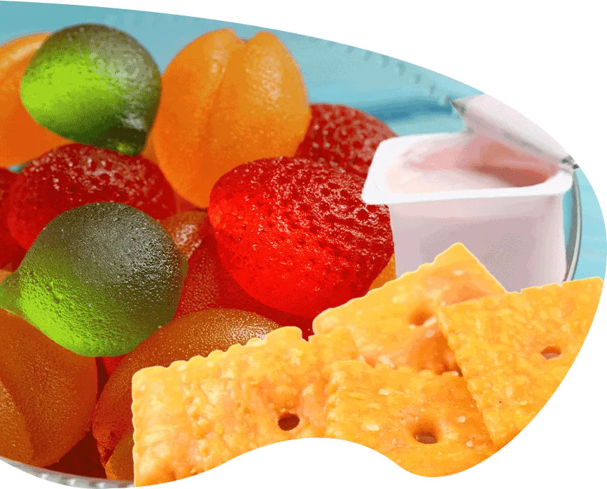 medley of foods colored with organic dyes