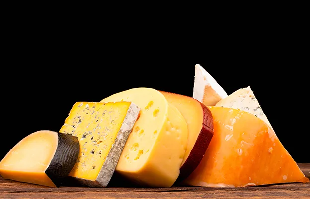various wedges of cheese