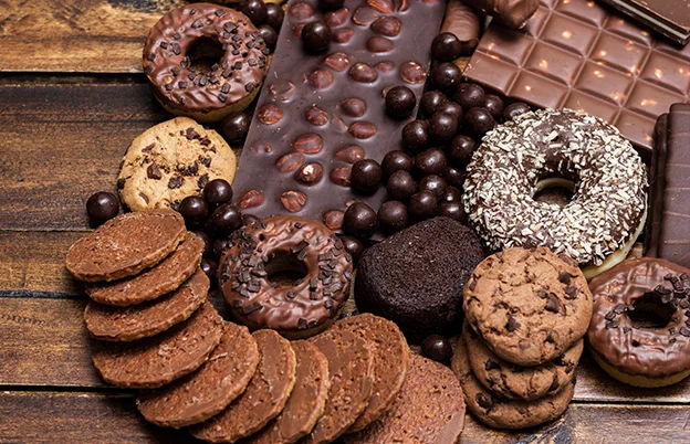 variety of chocolate desserts